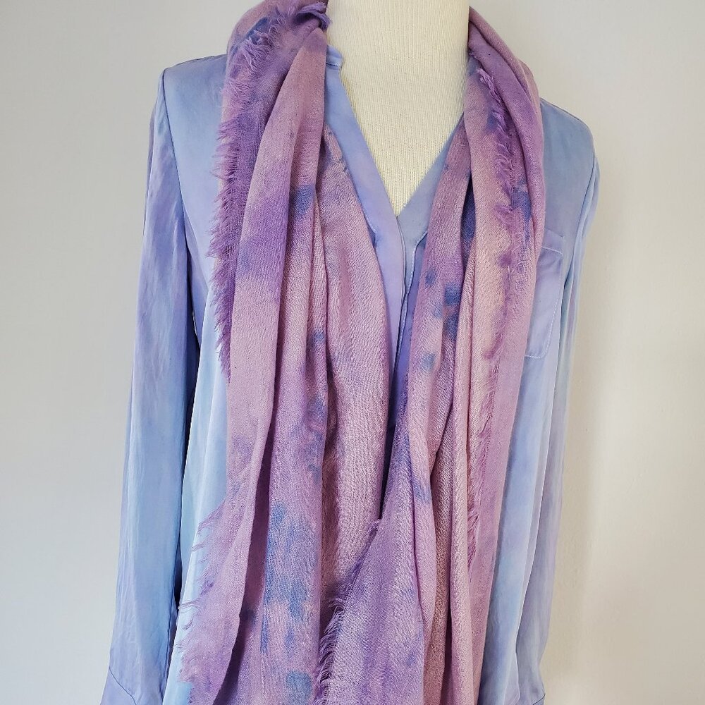 Vince Silk Blouse long sleeve v-neck shirt purple blue gray medium 6 8 pink dyed